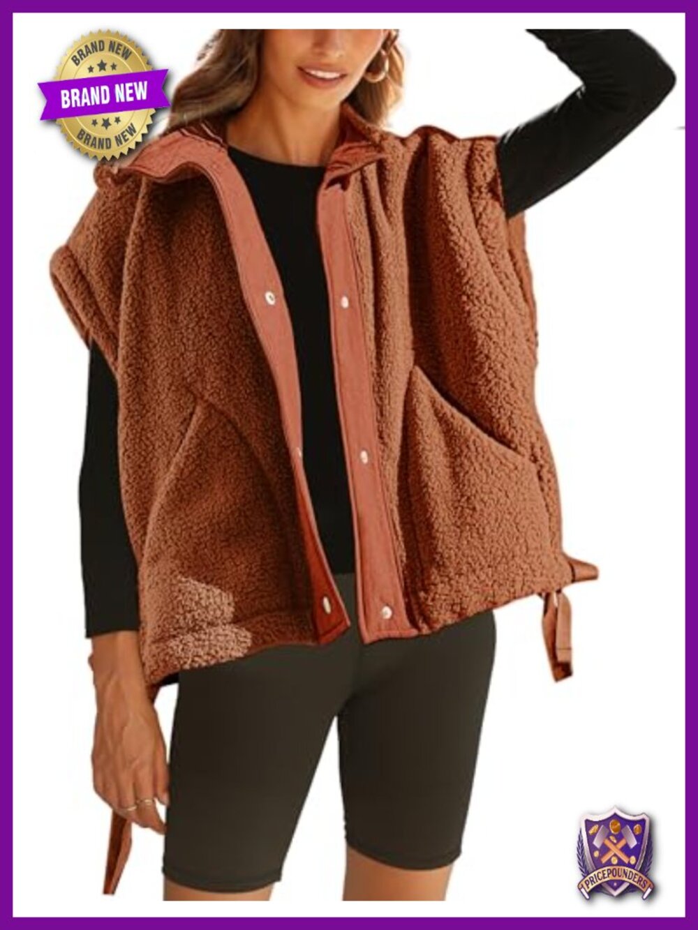 Sherpa Fleece Vest Oversized Sleeveless Jackets